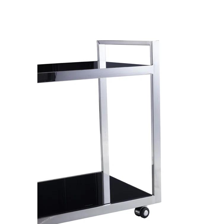 Pasargad Home Glass & Steel Serving Table