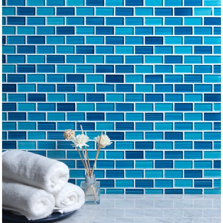 Swimming Pool Series 1" x 2" Straight Edge Glass Mosaic Tile