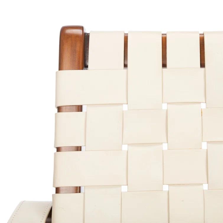 Brenton 56'' White and Light Brown Leather Bench