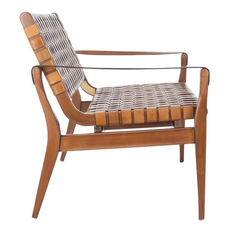 Brenton Solid Brown Leather Loveseat Bench