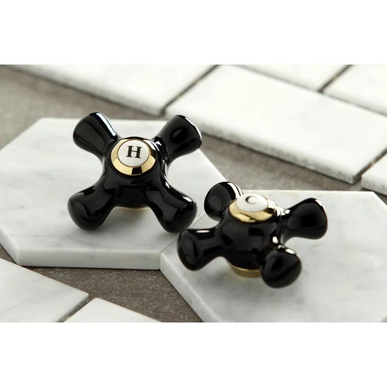 Kingston Brass Duchess Two-Handle 3-Hole Deck Mount 4" Centerset Bathroom Faucet with Plastic Pop-Up