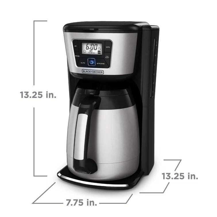 BLACK+DECKER BLACK+DECKER 12-Cup Thermal Coffee Maker, Keep Coffee Hot with Insulated Stainless Steel Carafe, Digital Controls, Easy to Clean. CM2035B-1