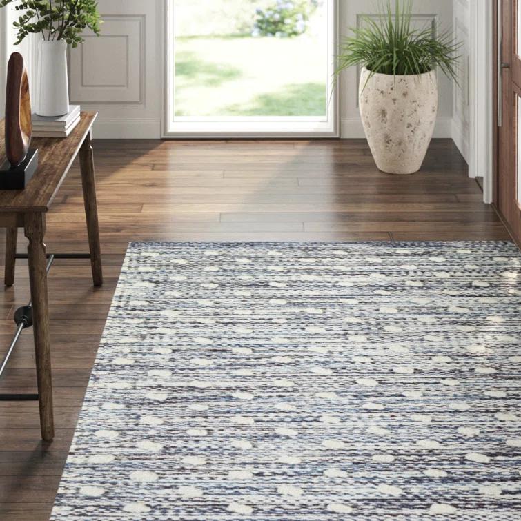 Hobnail Blue Handwoven Performance Rug