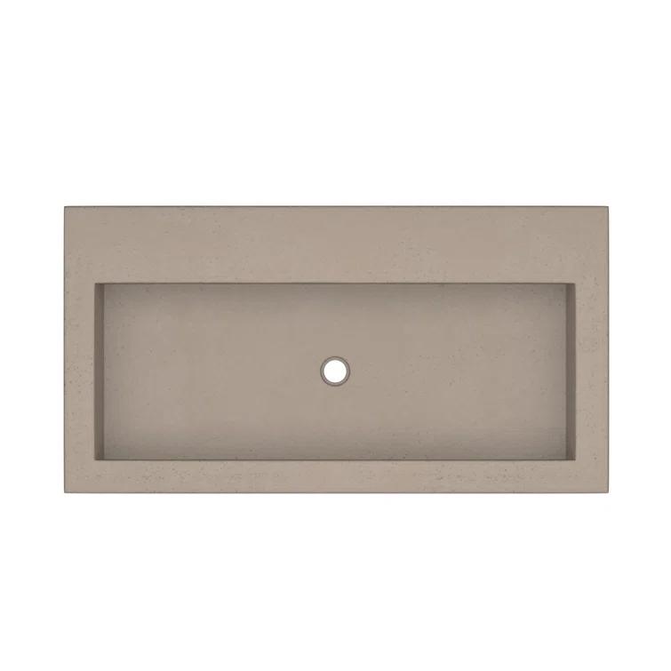 Native Stone Handcrafted Concrete 36" Trough Bathroom Sink