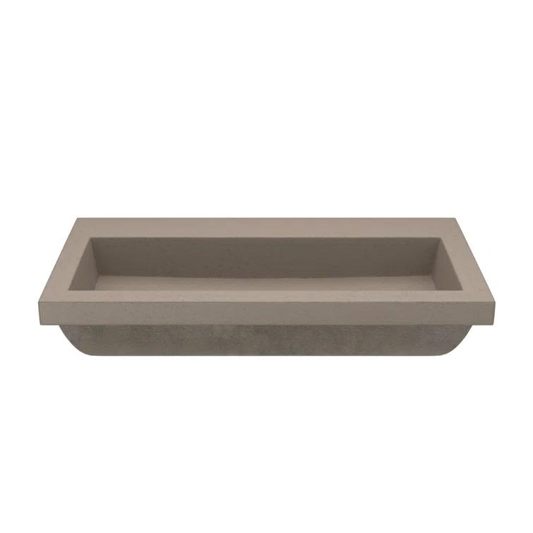 Native Stone Handcrafted Concrete 36" Trough Bathroom Sink
