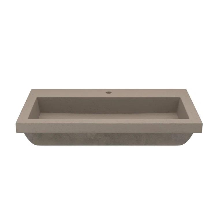 Native Stone Handcrafted Concrete 36" Trough Bathroom Sink