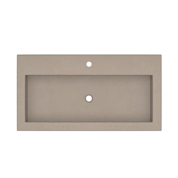 Native Stone Handcrafted Concrete 36" Trough Bathroom Sink
