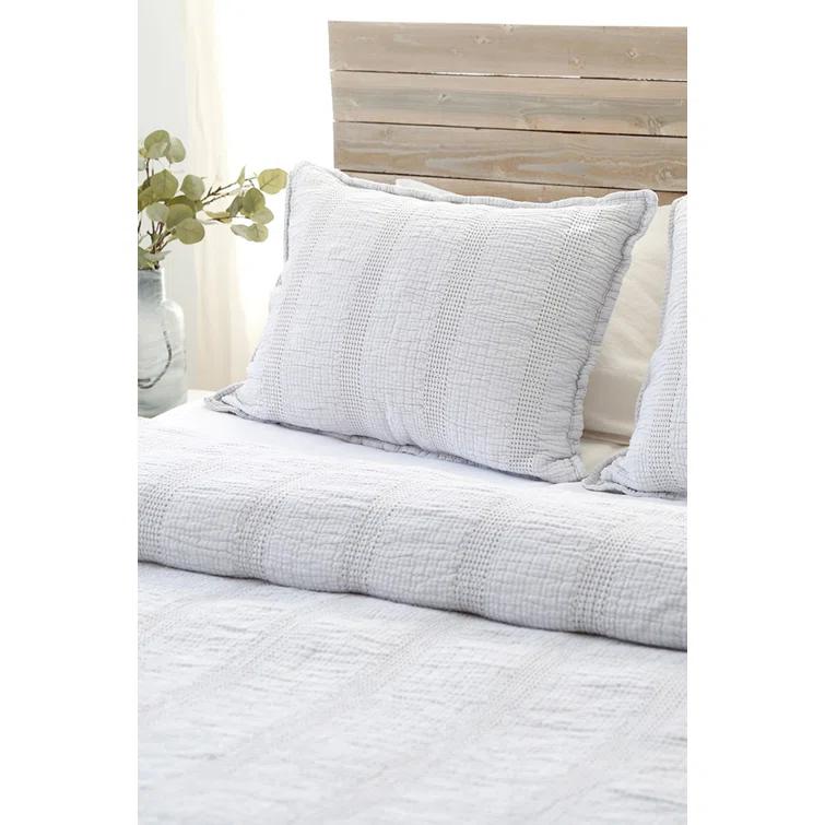 Nantucket Cotton Matelassé Coverlet by Pom Pom at Home - Grey / King