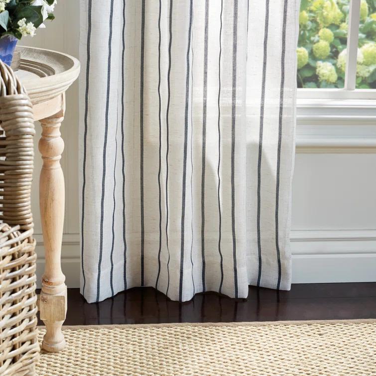 Laguna Striped Semi-Sheer Tab Top Curtain Panel Pair (Set of 2) (Set of 2)