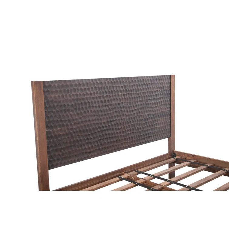 Santa Cruz King Platform Bed with Hand-Carved Wood and Iron Accents