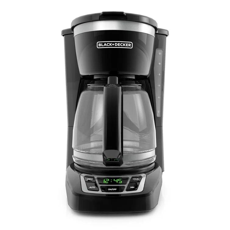 BLACK+DECKER 12-Cup Digital Coffee Maker, Programmable, Washable Basket Filter, Sneak-A-Cup, Auto Brew, Water Window, Keep Hot Plate
