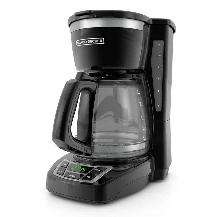 BLACK+DECKER 12-Cup Digital Coffee Maker, Programmable, Washable Basket Filter, Sneak-A-Cup, Auto Brew, Water Window, Keep Hot Plate