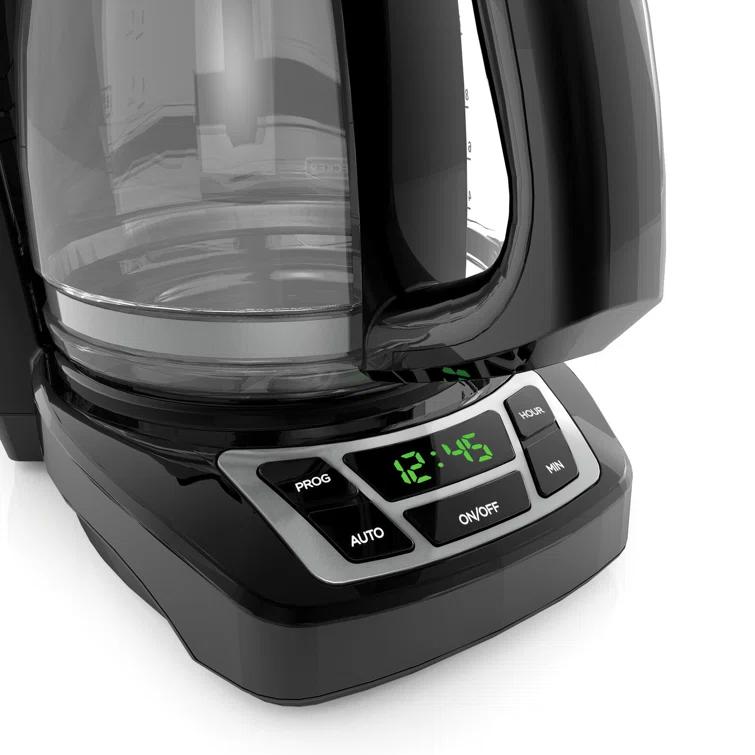 BLACK+DECKER 12-Cup Digital Coffee Maker, Programmable, Washable Basket Filter, Sneak-A-Cup, Auto Brew, Water Window, Keep Hot Plate