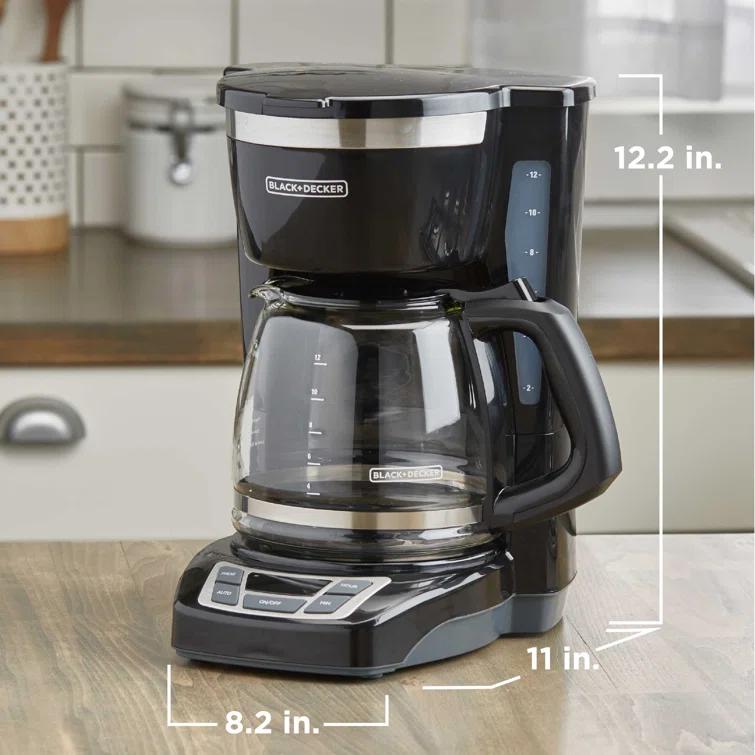 BLACK+DECKER 12-Cup Digital Coffee Maker, Programmable, Washable Basket Filter, Sneak-A-Cup, Auto Brew, Water Window, Keep Hot Plate
