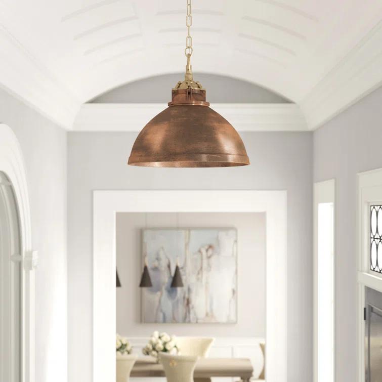 Admiral Rustic 1-Light Dome Pendant in Copper/Antique Brass