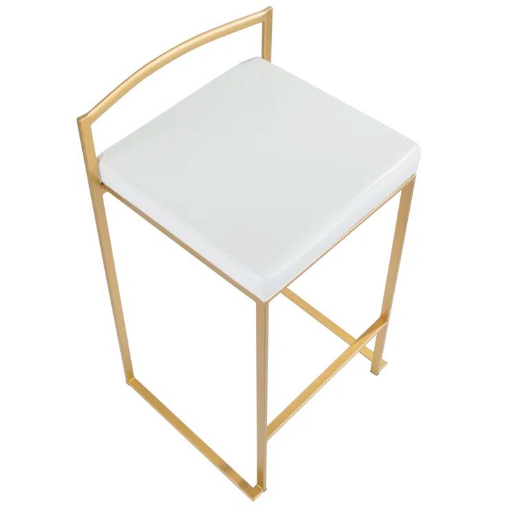 Fuji Stackable Stool Metal with Faux Leather Cushion