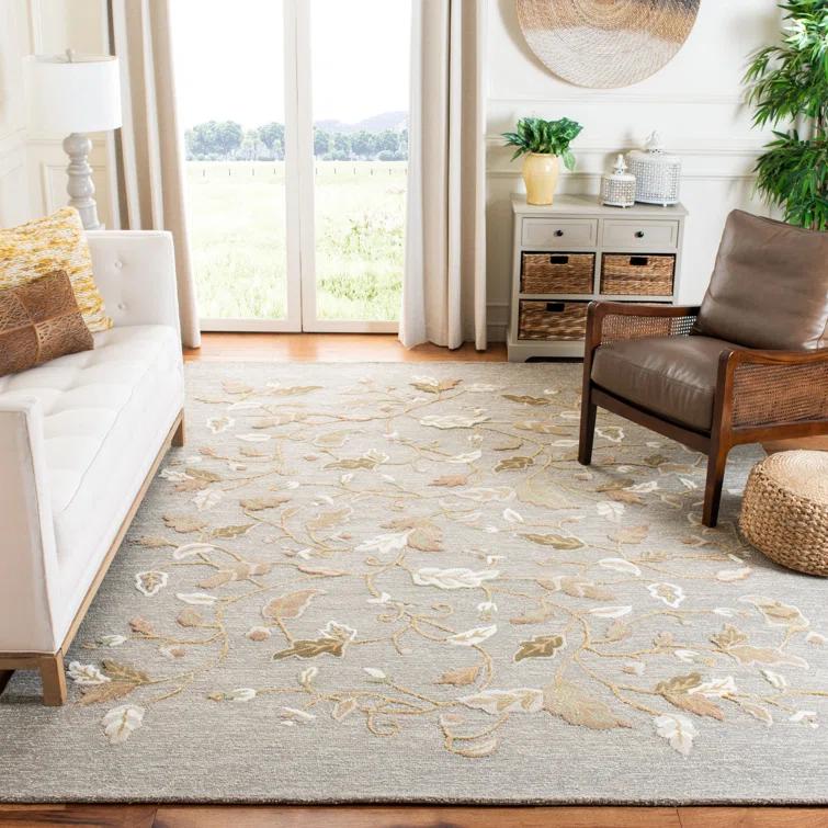Autumn Martha Stewart Hand Tufted Wool/Viscose Floral Rug in Gray