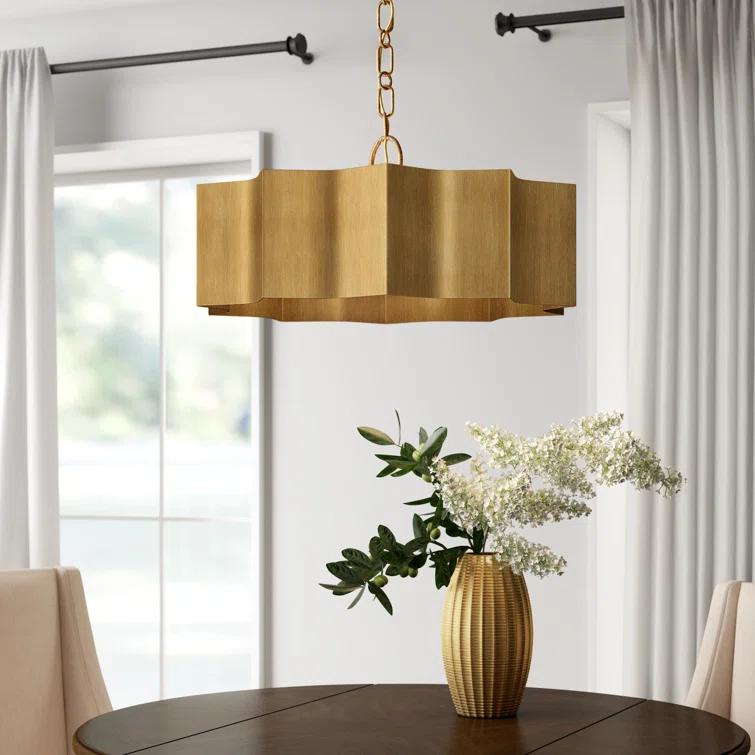 Carney 3 Light Metal Dimmable Scalloped Chandelier