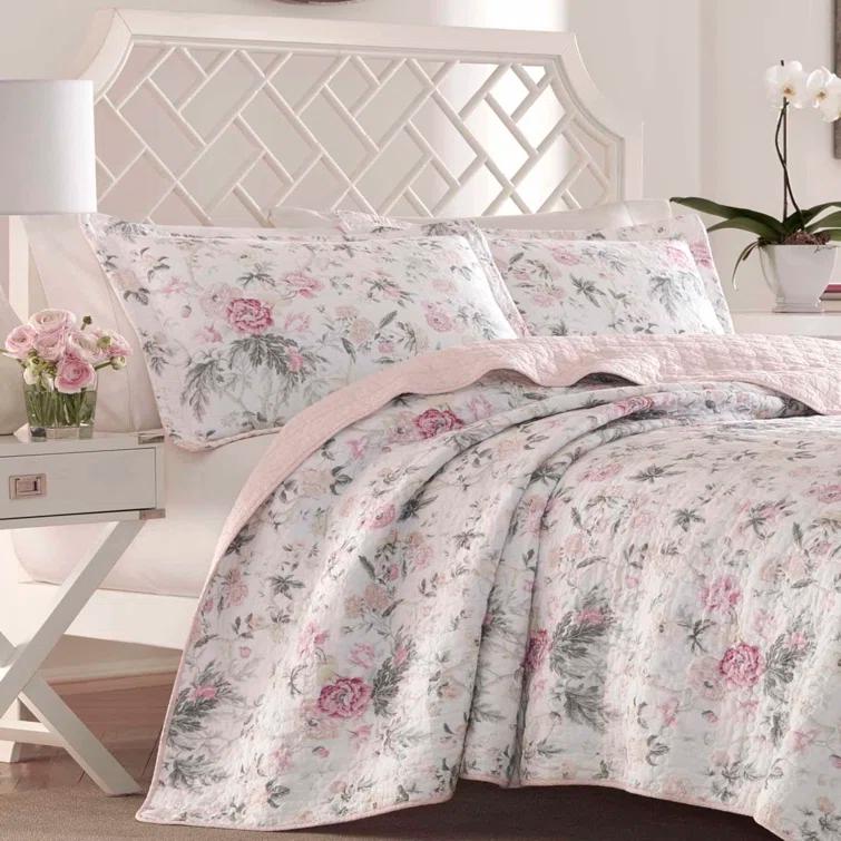Laura Ashley Laura Ashley Breezy Floral Cotton Reversible Quilt Set