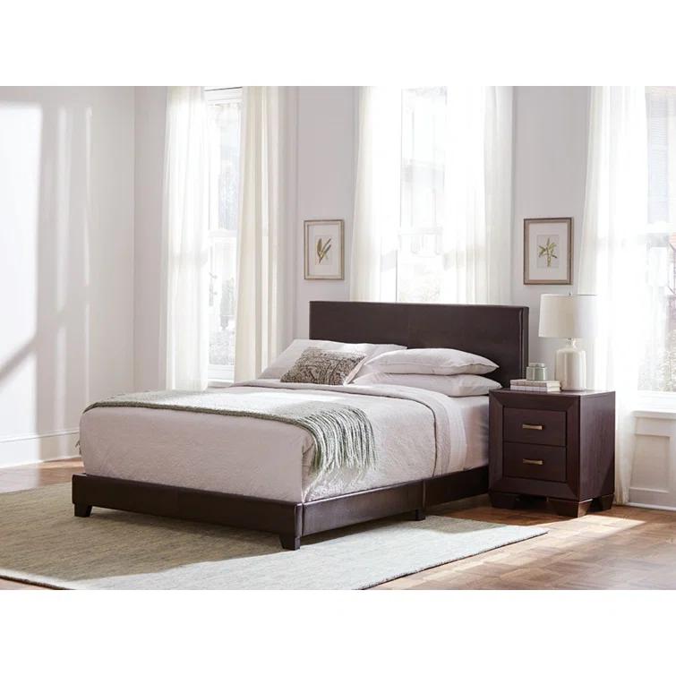 Winston Porter Clu Faux Leather Upholstered Twin Panel Bed Brown