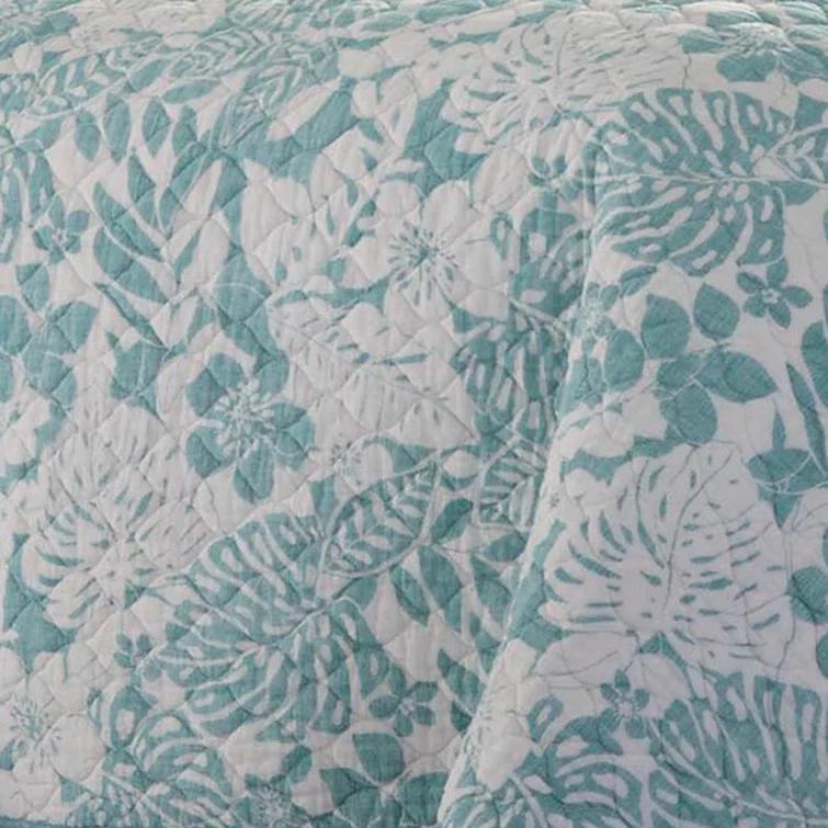 Tommy Bahama Laguna Beach Blue Cotton Reversible Quilt Set