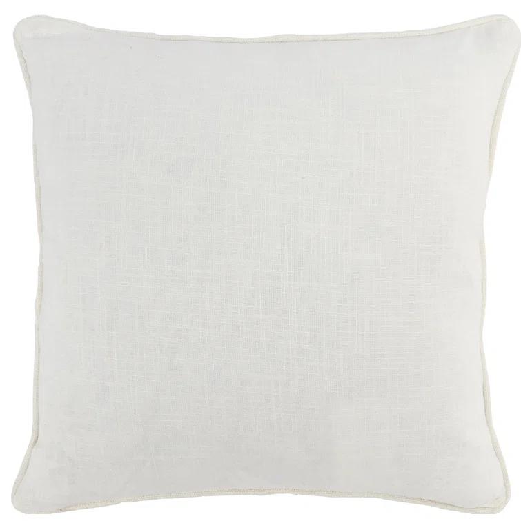 Kassia Gray Embroidered Linen Square Throw Pillow
