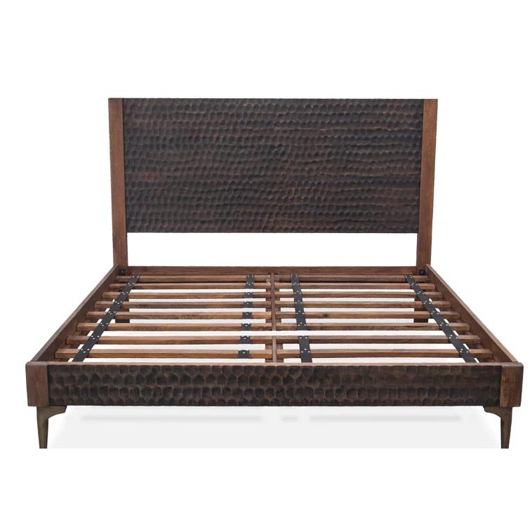 Santa Cruz King Platform Bed with Hand-Carved Wood and Iron Accents