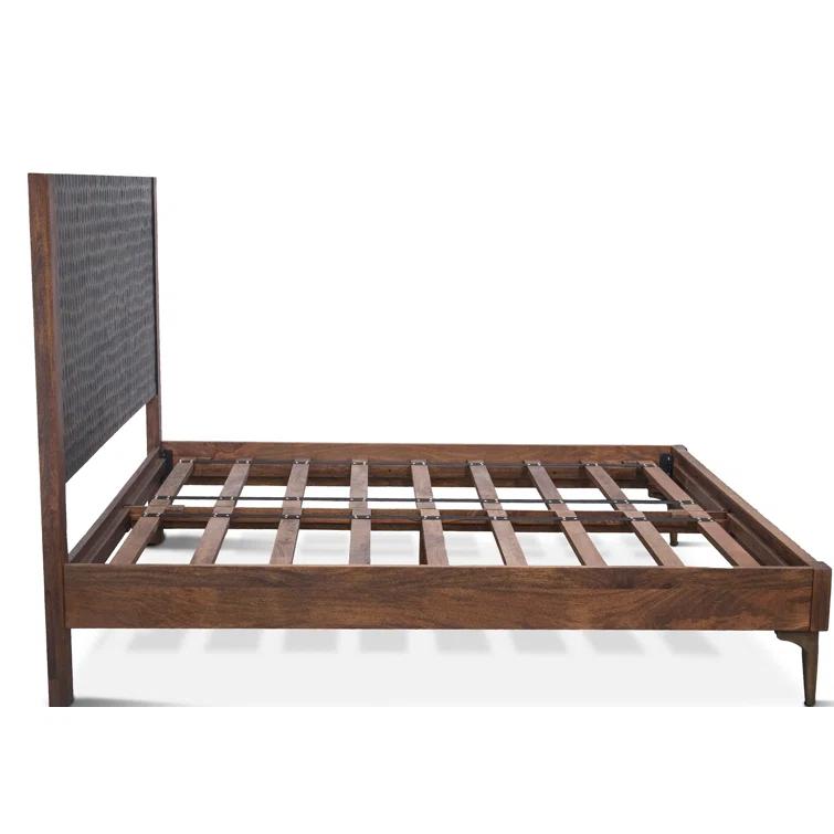 Santa Cruz King Platform Bed with Hand-Carved Wood and Iron Accents