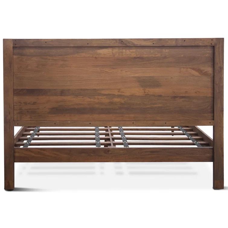 Santa Cruz King Platform Bed with Hand-Carved Wood and Iron Accents