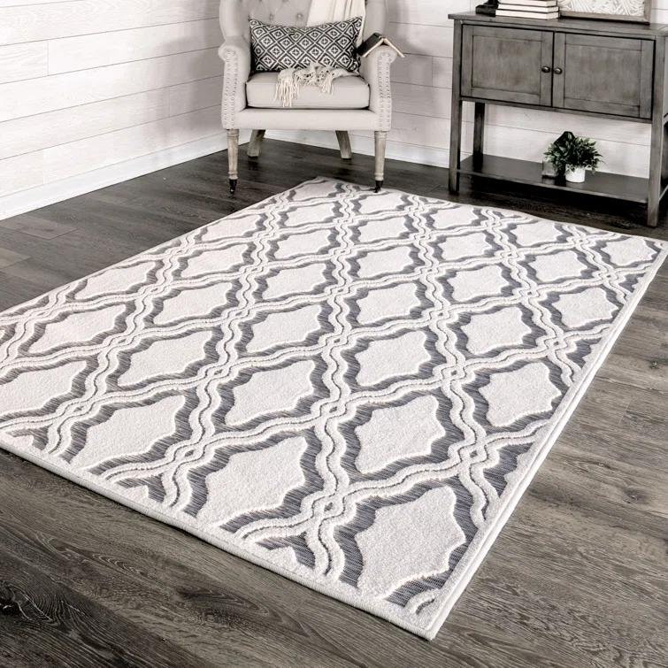 My Texas House Cotton Blossom Natural Gray High Low Indoor Outdoor Rug