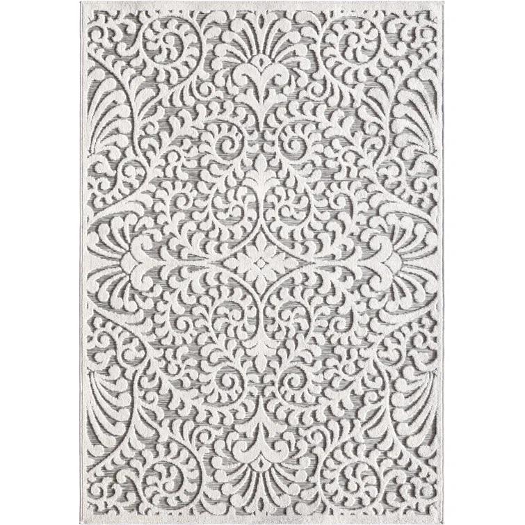 My Texas House Bluebonnets Natural Gray High Low Indoor Outdoor Rug