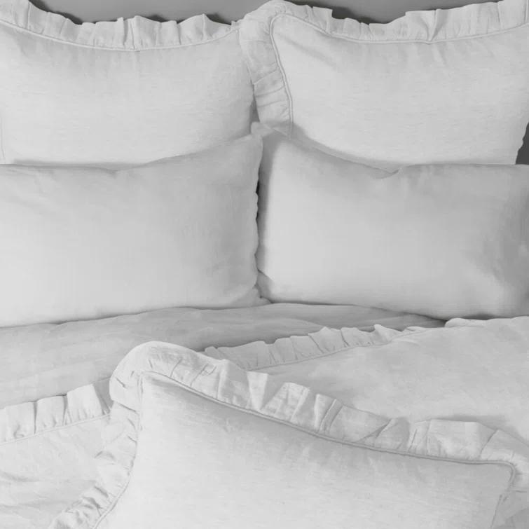 Lily Washed Linen Ruffled Classic Chic Romantic Farmhouse Pillow Sham