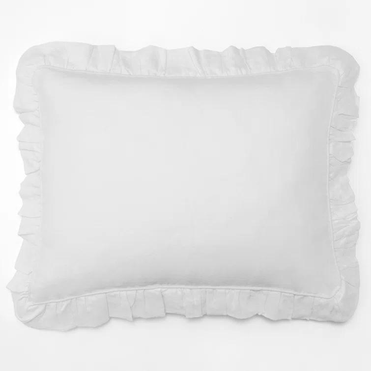 Lily Washed Linen Ruffled Classic Chic Romantic Farmhouse Pillow Sham