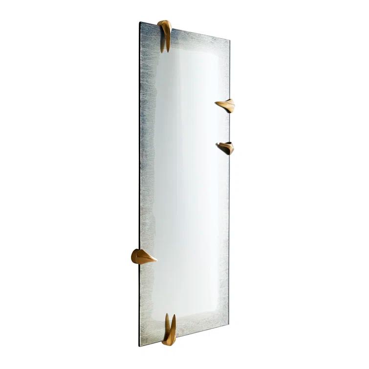 Rectangular Bronze and Wood Wall Mirror with Silver Accents
