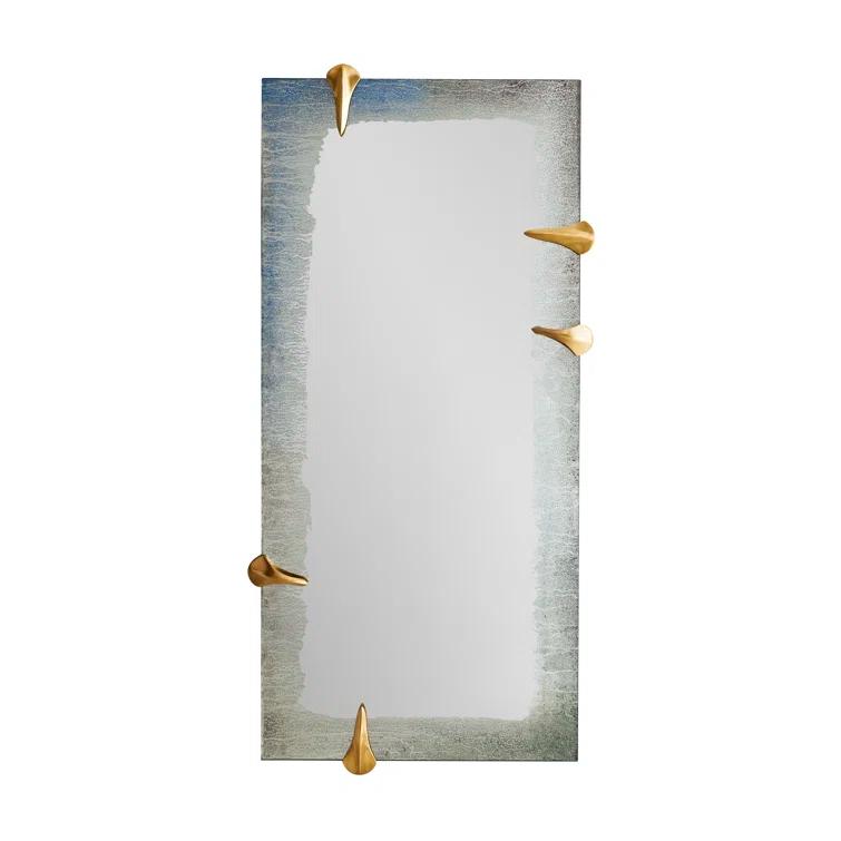 Rectangular Bronze and Wood Wall Mirror with Silver Accents