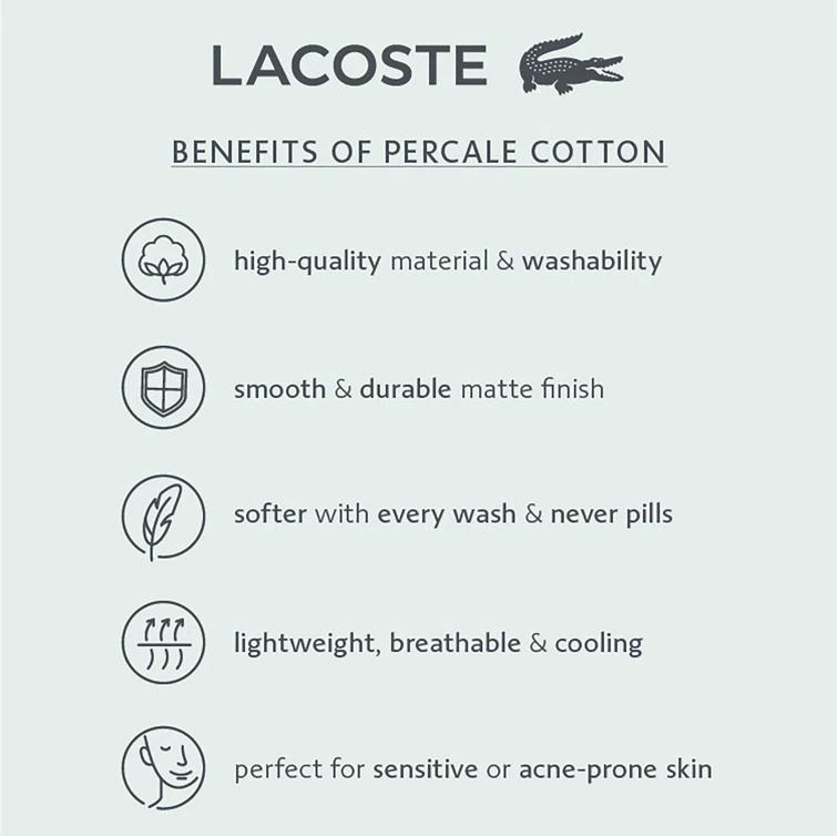 Lacoste Cotton Percale 200 Thread Count 100% Cotton Sheet Set