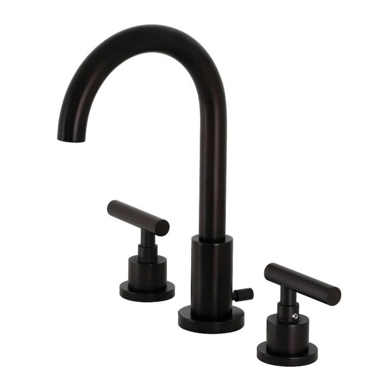 Kingston Brass FSC8925CML Kingston Brass Manhattan Two-Handle 3-Hole Deck Mount Widespread Bathroom Faucet with Brass Pop-Up Drain