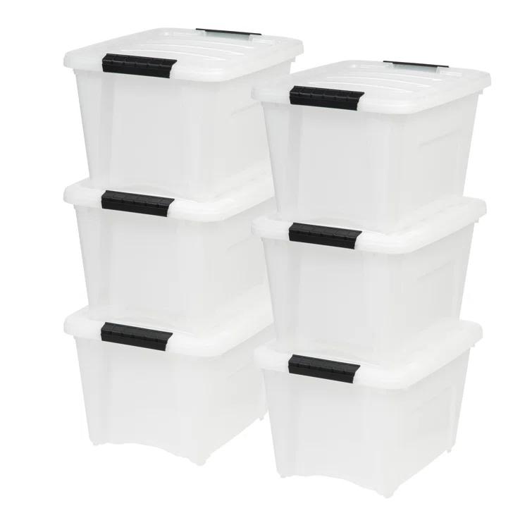 32 Qt./8 Gal. Plastic Storage Boxes with Latching Lids in Black