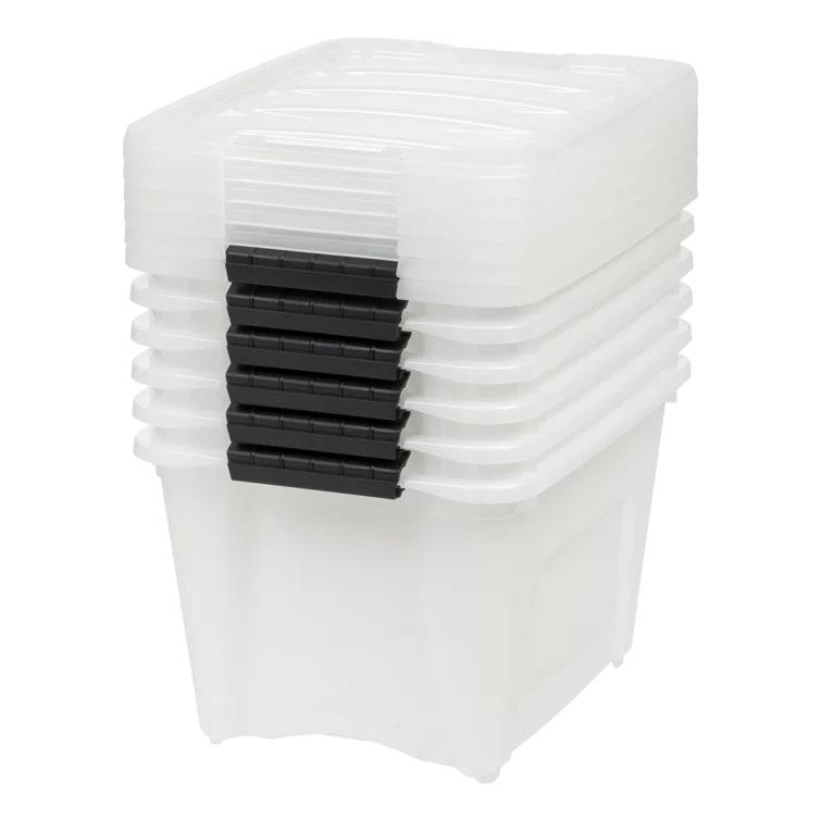 32 Qt./8 Gal. Plastic Storage Boxes with Latching Lids in Black