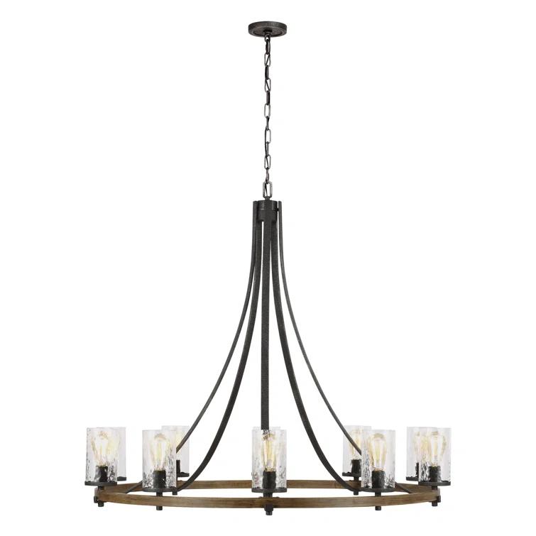 Steffens Iron & Textured Glass Chandelier (24"-48")