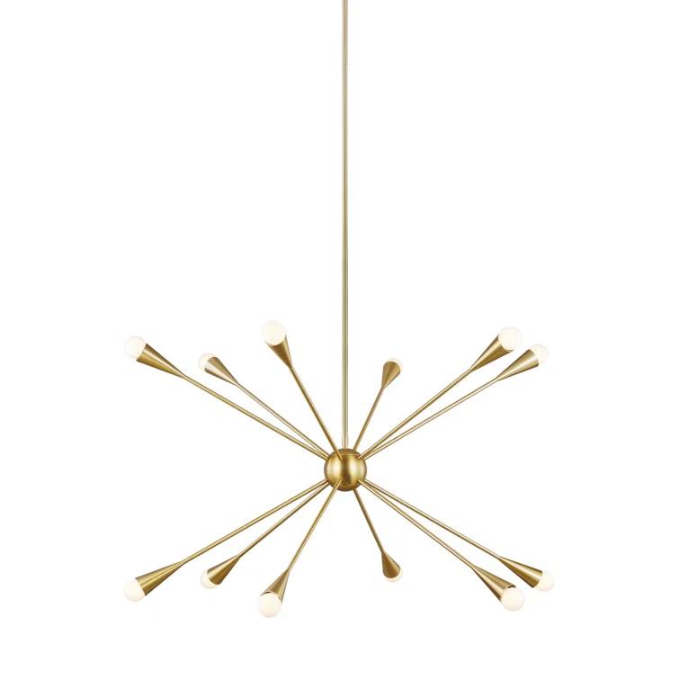Burnished Brass 12-Light Sputnik Chandelier