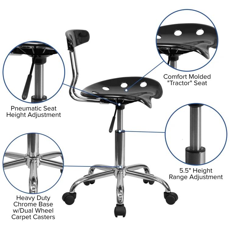 Flash Furniture Bonavant Adjustable Swivel Chair for Desk and Office with Tractor Seat