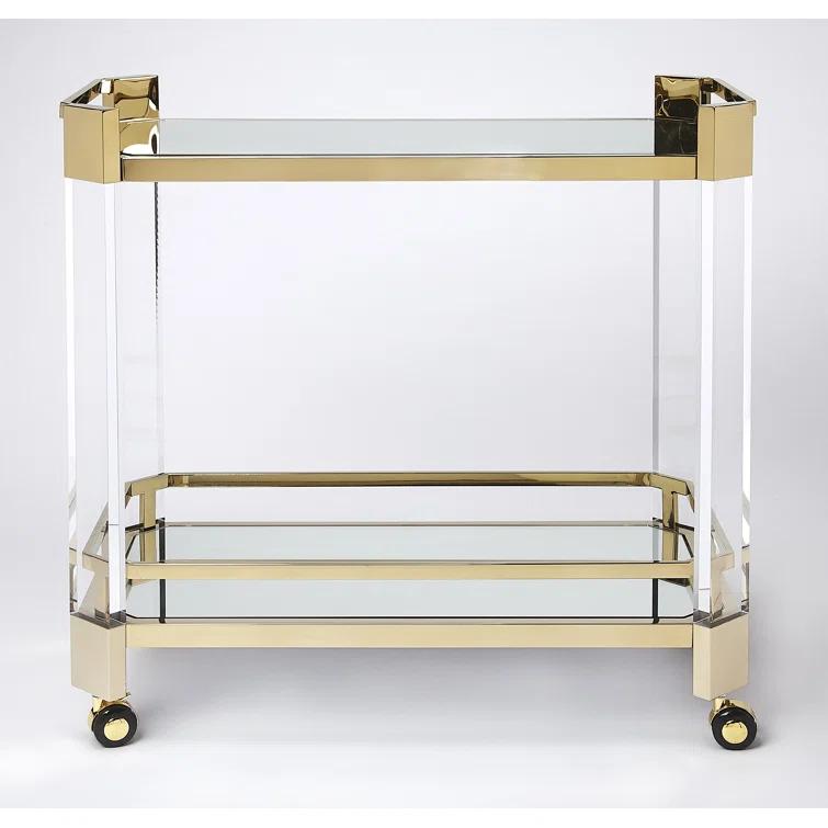 Butler Specialty Company Charlevoix Acrylic 2-Tier Bar Cart - Clear & Gold