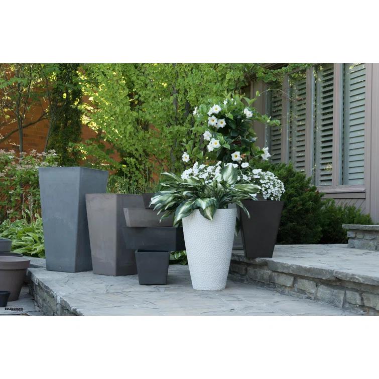 Algreen Valencia Planter, Hammered Texture Planter, 15-In. by 20-In. Height, Weathered White