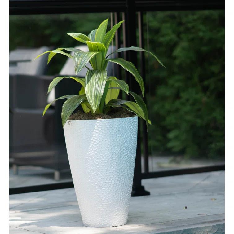 Algreen Valencia Planter, Hammered Texture Planter, 15-In. by 20-In. Height, Weathered White