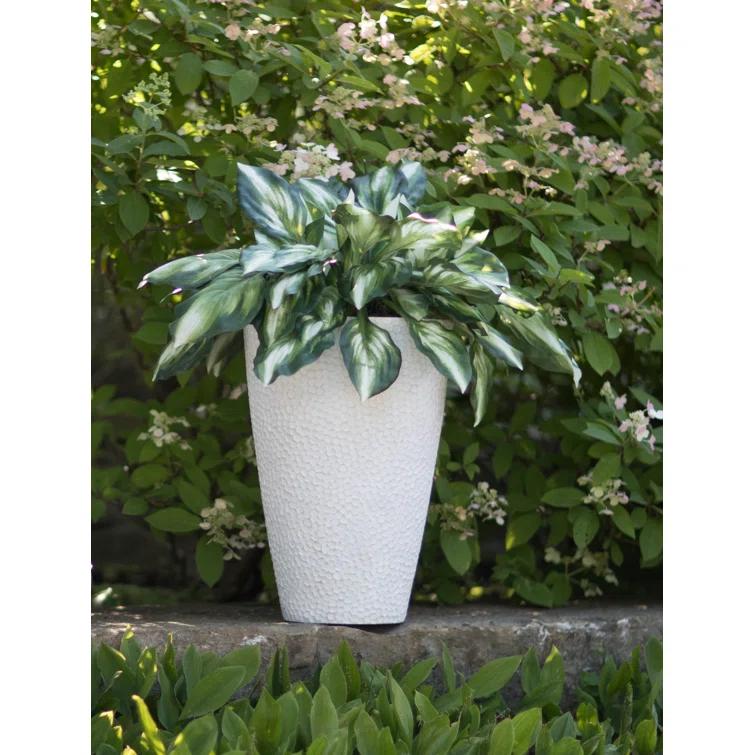 Algreen Valencia Planter, Hammered Texture Planter, 15-In. by 20-In. Height, Weathered White