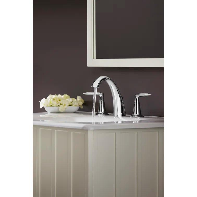 Kohler Alteo Widespread Bathroom Faucet with Pop-Up Drain Assembly, 3-Hole 2-Handle Bathroom Sink Faucet, 1.2 gpm