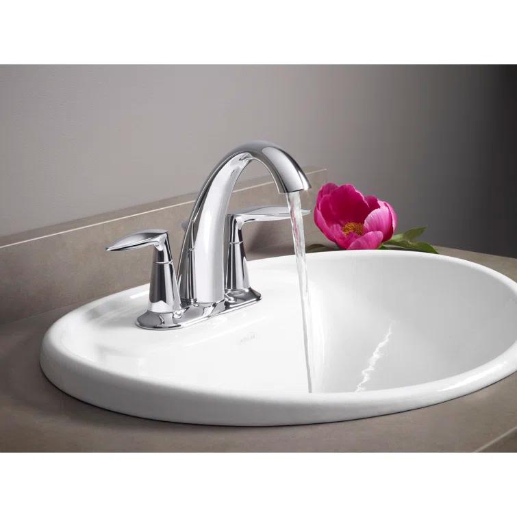 Kohler Alteo® Centerset 4" Bathroom Faucet with Pop-Up Drain Assembly, 2-Handle Bathroom Sink Faucet, 1.2 gpm