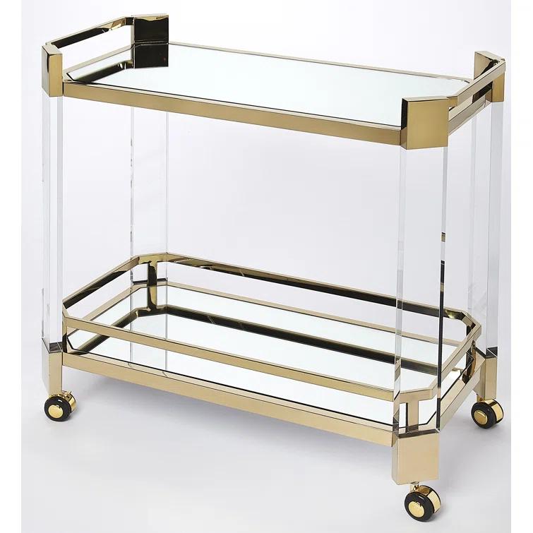 Butler Specialty Company Charlevoix Acrylic 2-Tier Bar Cart - Clear & Gold