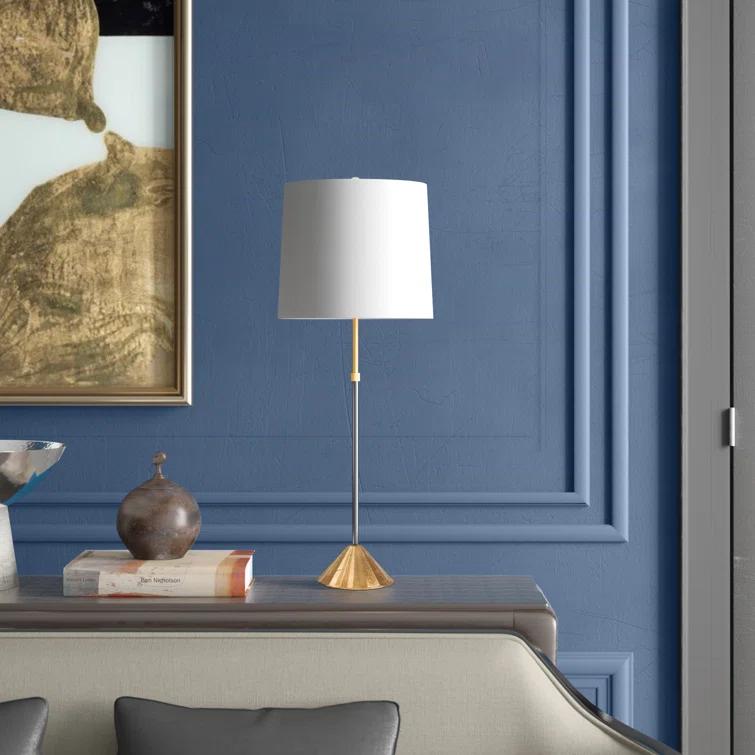 Parasol Black and Gold Leaf Table Lamp with Linen Shade